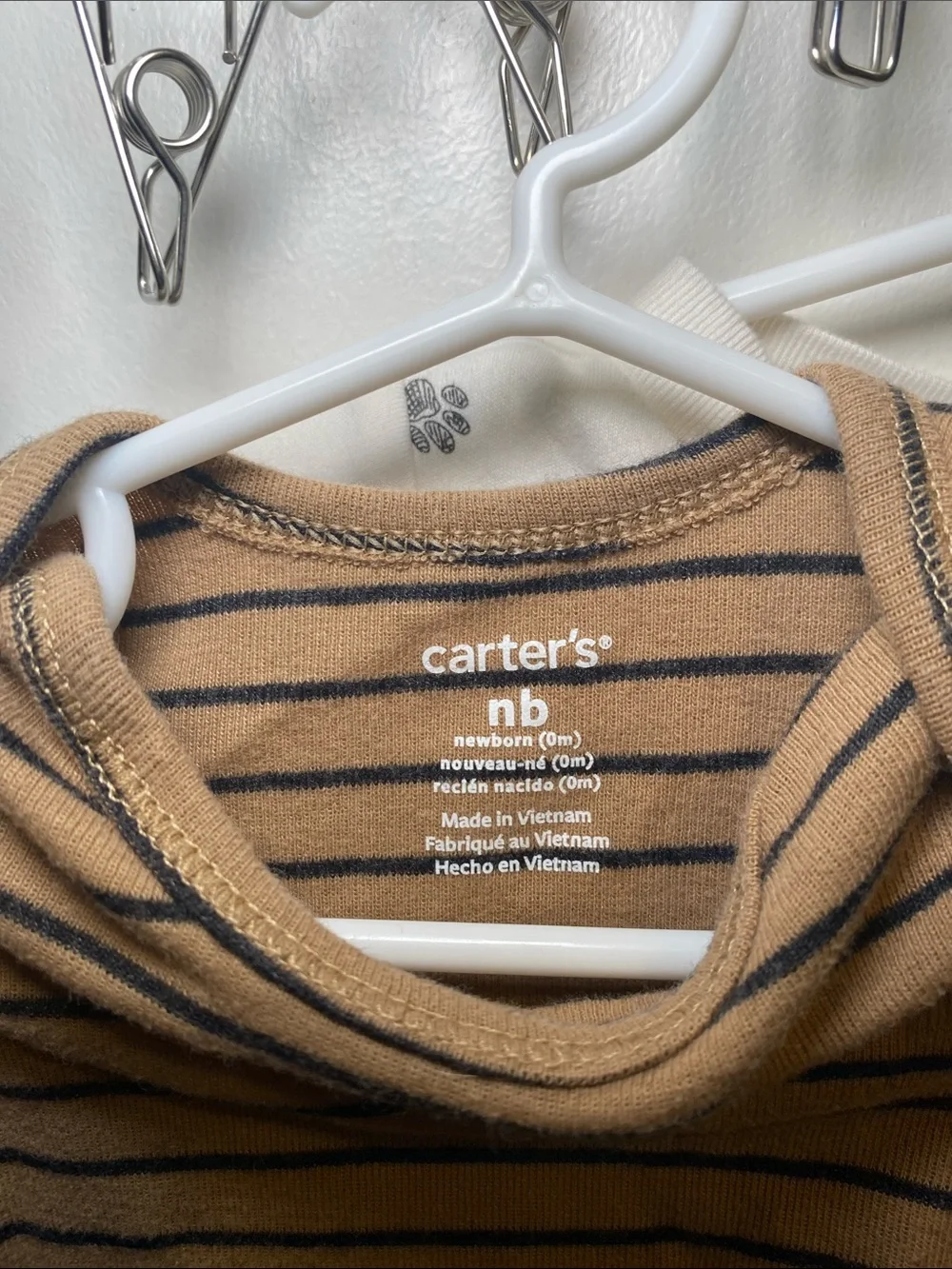 Carter's and Cloud Island Mix of White, Brown & Gray Baby Footed One-Pieces